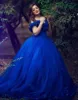 Quinceanera Dress Princess Tulle Royal Blue Wedding Dresses Flowers Off The Shoulder sold by KissProm