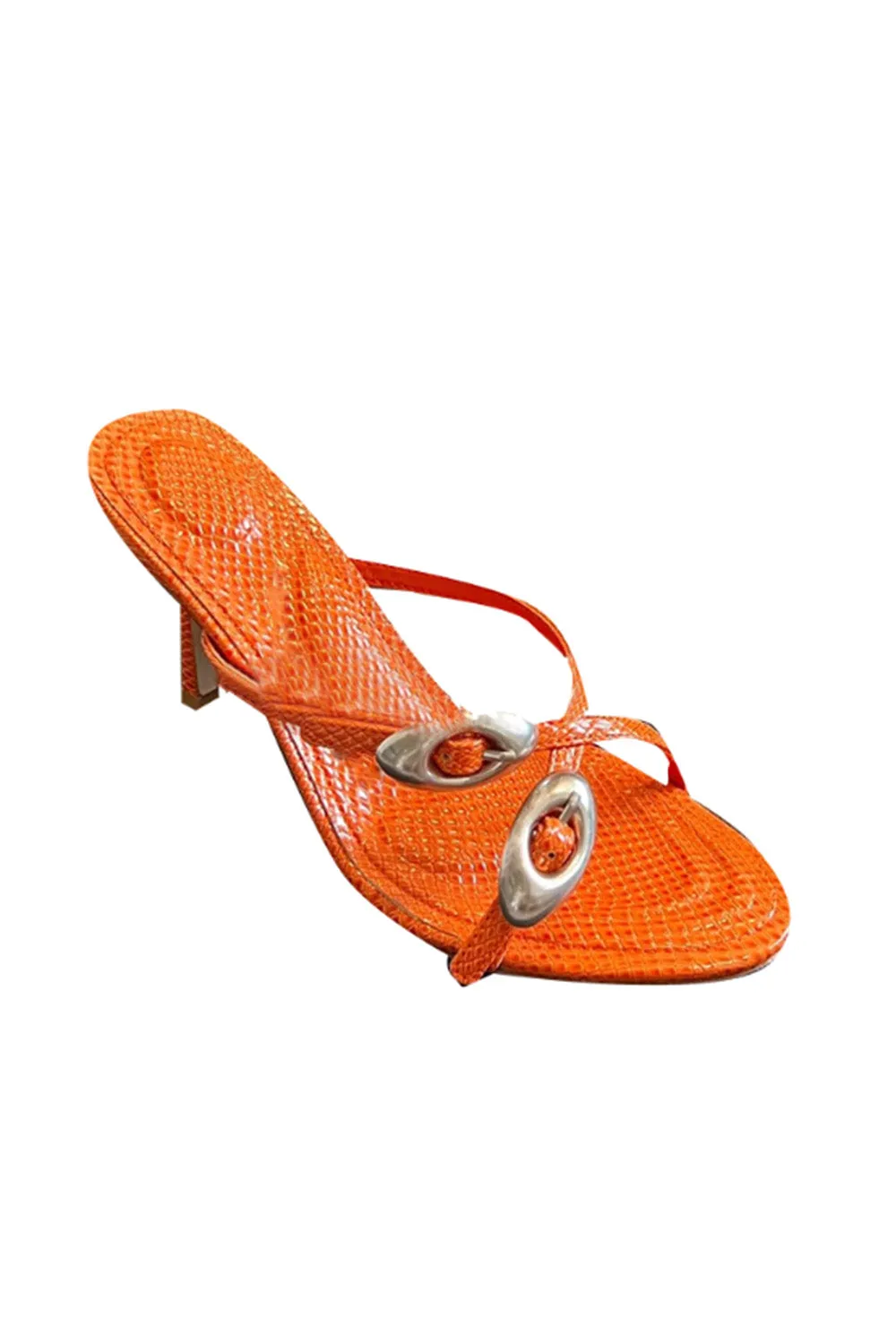 Orange Metal Embellished Mules Sandals sold by KissProm product image thumbnail 3
