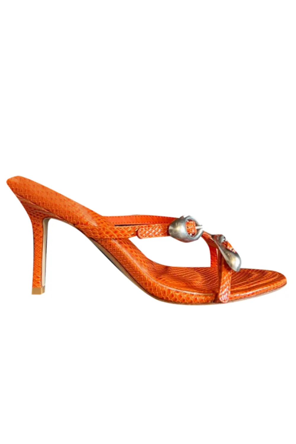 Orange Metal Embellished Mules Sandals sold by KissProm