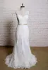 V-Neck Sleeveless Lace Mermaid Wedding Dress With Satin Sash sold by KissProm