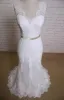 V-Neck Sleeveless Lace Mermaid Wedding Dress With Satin Sash sold by KissProm