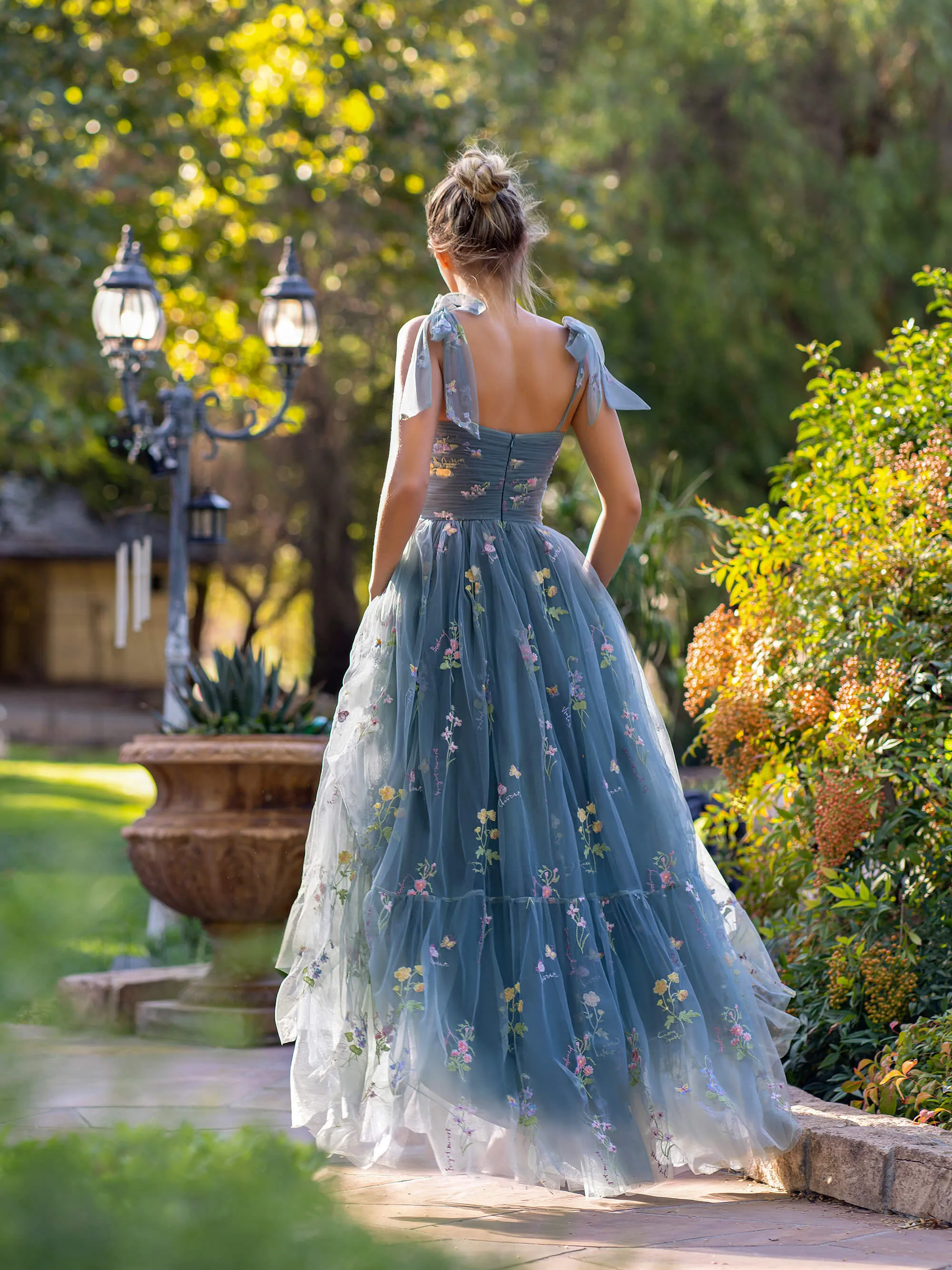 Sweetheart Neck Floor Length Tulle Embroidery Floral Prom Dress sold by KissProm product image thumbnail 3