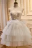 White Tulle 3D Floral Lace A-Line Tiered Homecoming Dress sold by KissProm