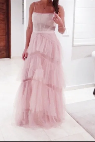 Princess Hot Pink Tiered Tulle Prom Dress sold by KissProm product image thumbnail 4