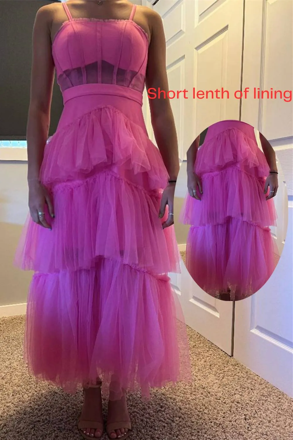 Princess Hot Pink Tiered Tulle Prom Dress sold by KissProm product image thumbnail 5