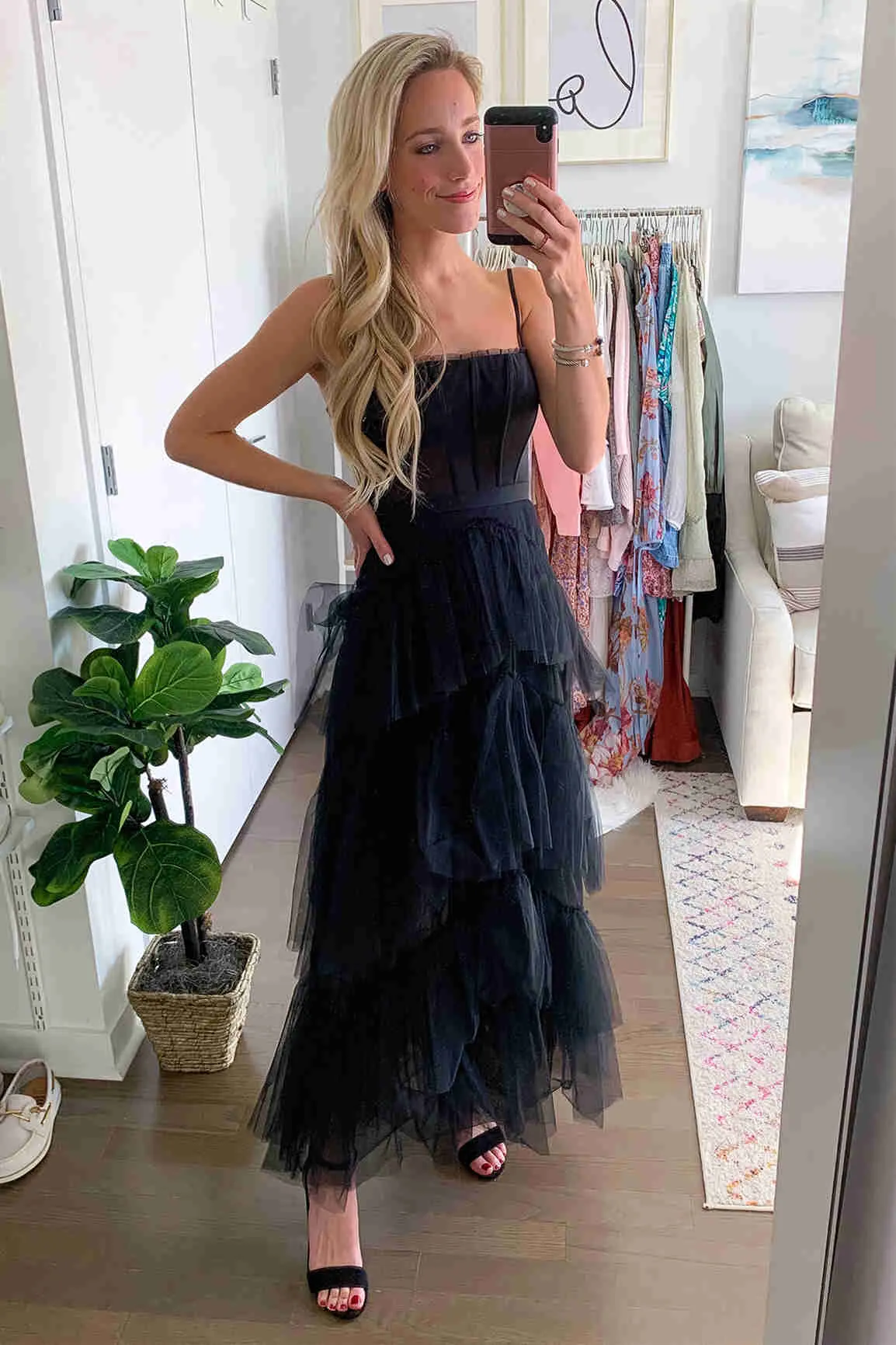 Princess Hot Pink Tiered Tulle Prom Dress sold by KissProm product image thumbnail 3