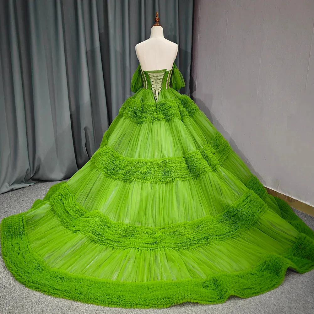 Quinceanera Dress Green Exquisite A Line Off-the-Shoulder Ball Gown sold by KissProm product image thumbnail 3