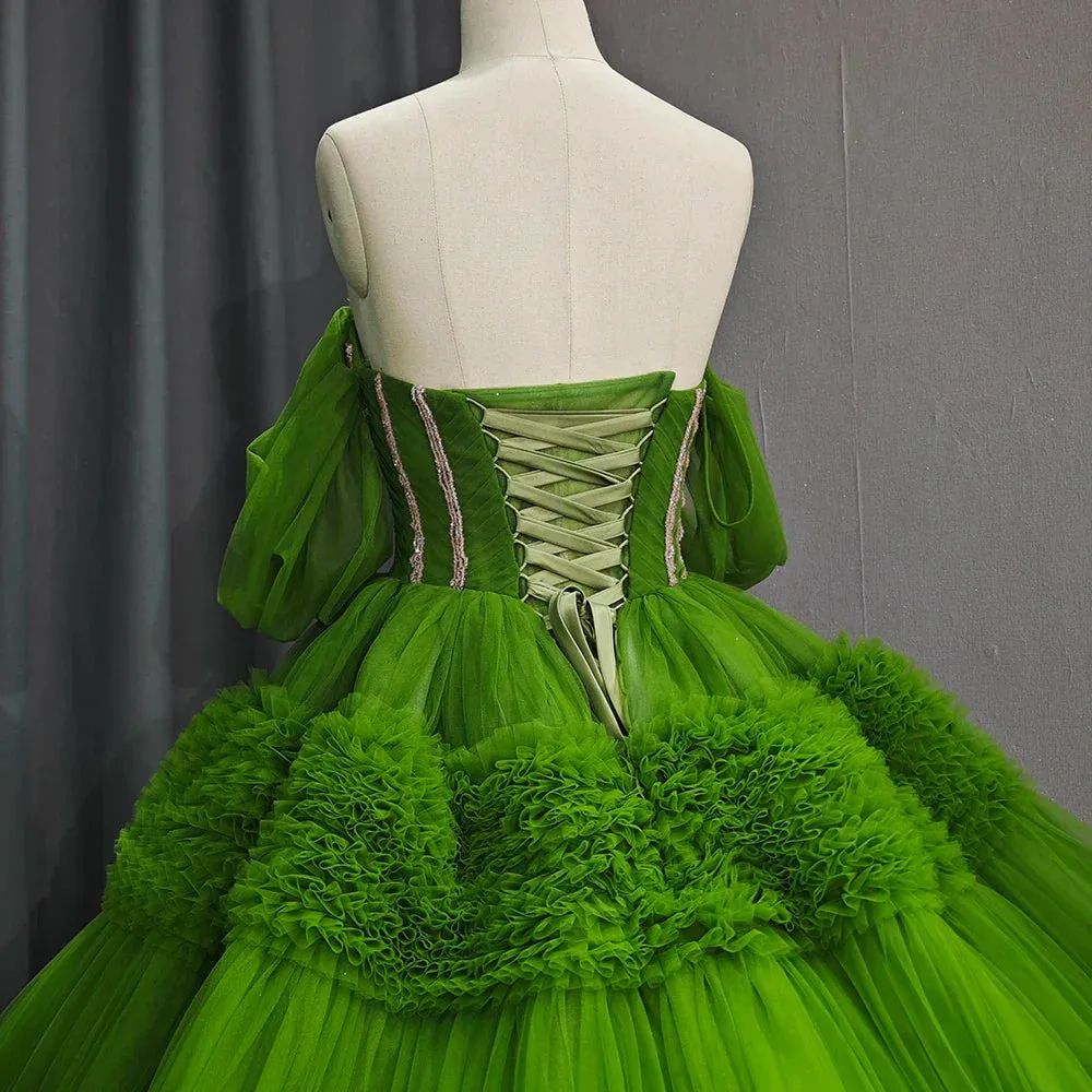 Quinceanera Dress Green Exquisite A Line Off-the-Shoulder Ball Gown sold by KissProm product image thumbnail 5
