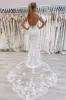 Kimber | White Mermaid Deep V-Neck Backless Long Wedding Dress with Lace sold by KissProm