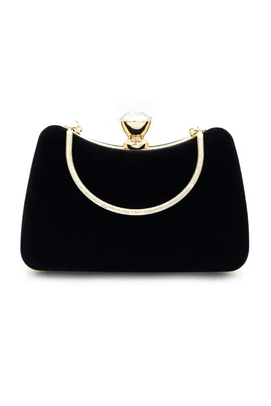 Graceful Black Rhinestone Handle Clutch Bag sold by KissProm