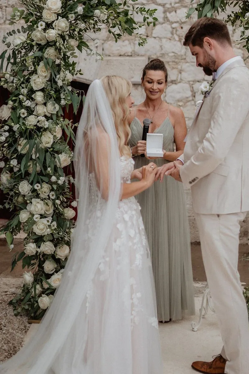 A-Line Sweetheart Tulle Wedding Dresses with Appliques sold by KissProm product image thumbnail 4