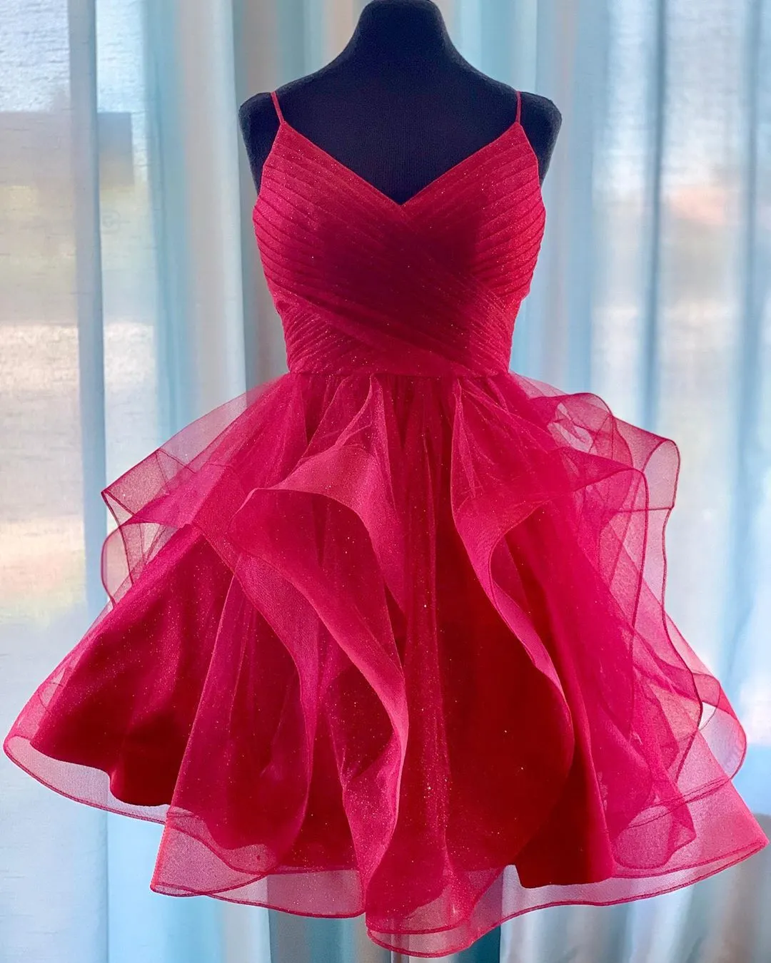 Red Ruffled Tulle Short Homecoming Dress sold by KissProm