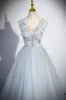 Angelica | Cute V-Neck Tulle Long Prom Dress, Gray Evening Dress Party Dress sold by KissProm