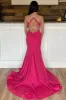 Light Blue Beaded Backless Trumpet Long Prom Dress sold by KissProm