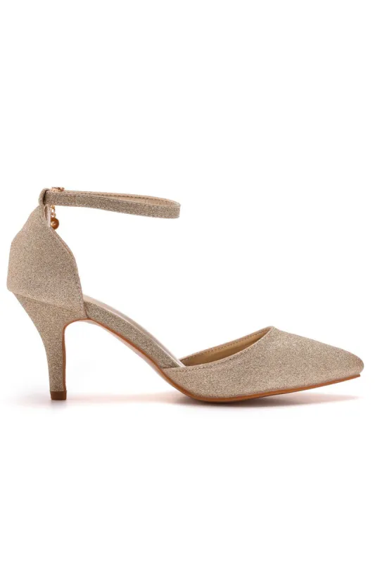 Simple Glitter Pointed Toe Stiletto Ankle-strap High Heels sold by KissProm