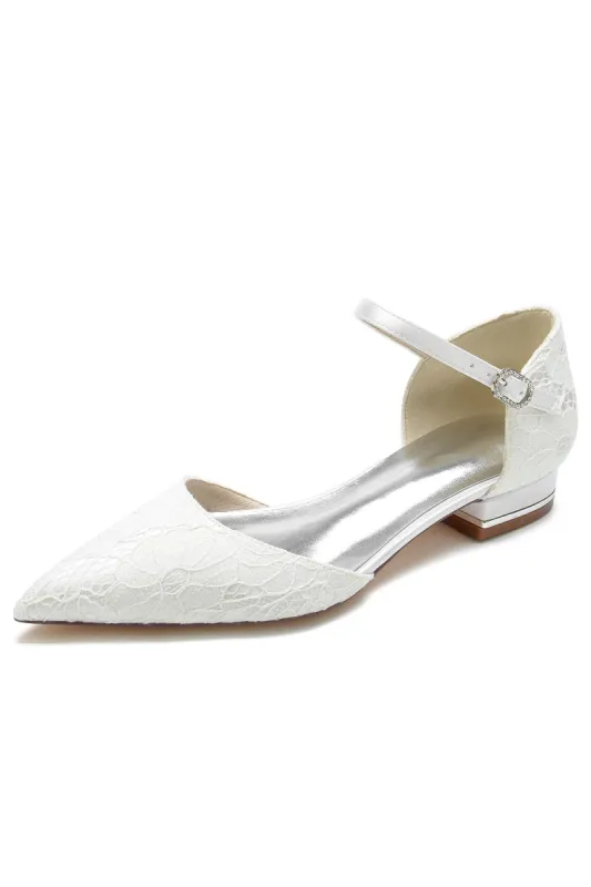 Lace One-strap Buckle Pointed Toe Mules sold by KissProm