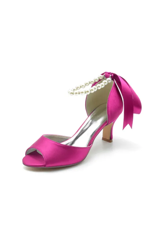 Chic Peep Toe Ribbons Faux Pearl Pumps sold by KissProm