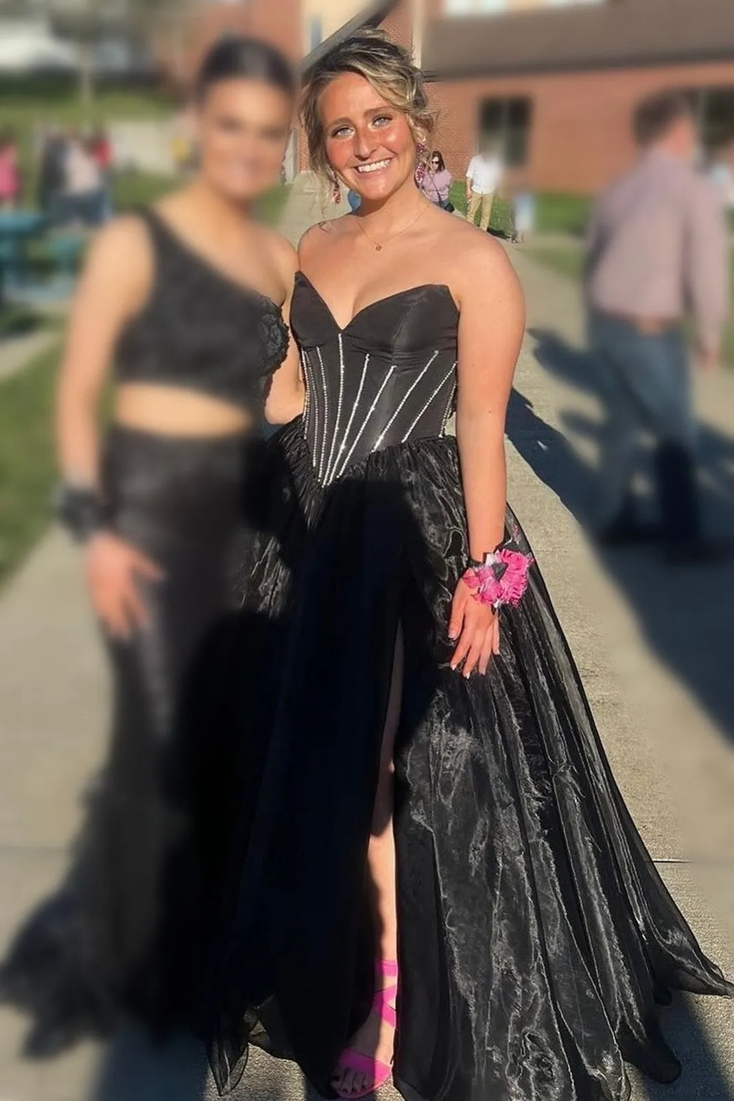 Strapless Beaded Ball Gown with Slit in Hot Pink sold by KissProm product image thumbnail 5