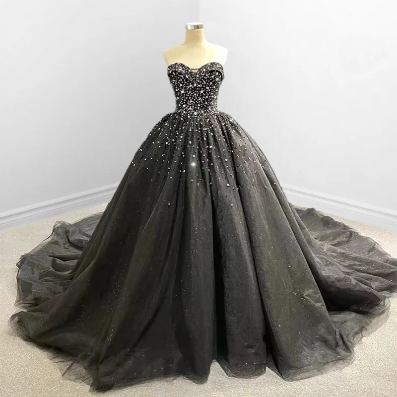 Black Strapless Dresses Sweetheart Tulle Quinceanera Dresses sold by KissProm