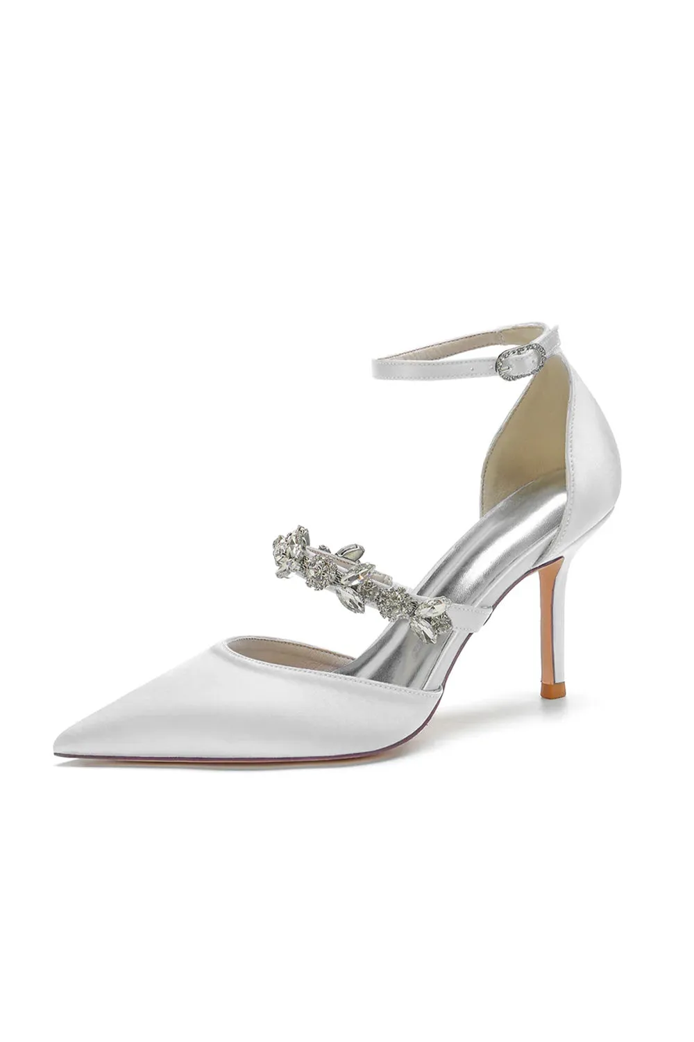 Crystal Strap Pointed Toe Satin High Heels sold by KissProm