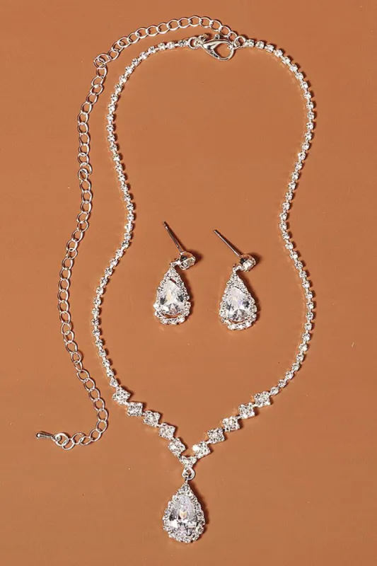 Rhinestone Drop Bridal Earrings Necklace Set sold by KissProm