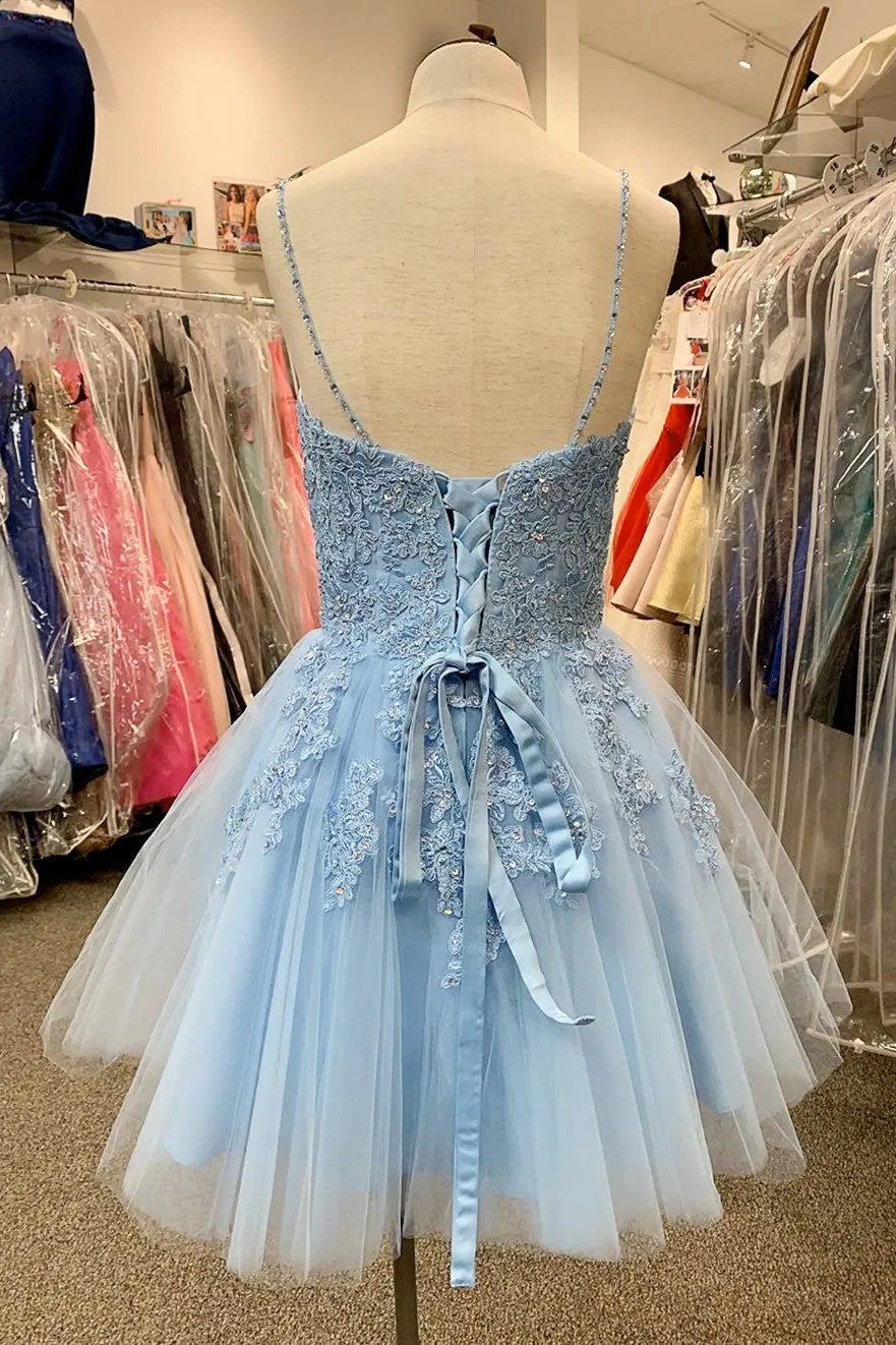 V Neck Short Sky Blue Homecoming Dress sold by KissProm product image thumbnail 3