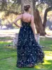 V-neck Spaghetti Straps Applique Tulle Floor Length Prom Dress sold by KissProm