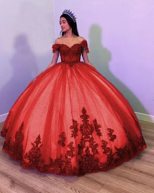 Fiora | Royal Blue Tulle Off the Shoulder Quinceanera Dress sold by KissProm product image thumbnail 3