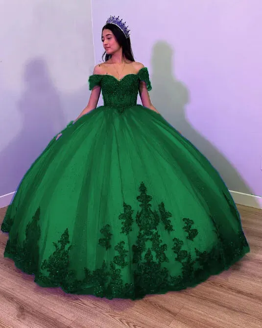 Fiora | Royal Blue Tulle Off the Shoulder Quinceanera Dress sold by KissProm product image thumbnail 4