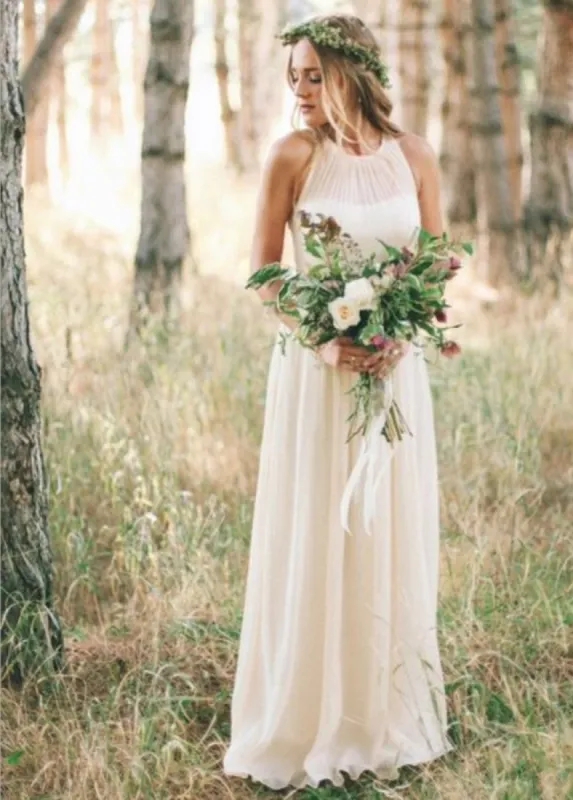 Armelia | Elegant Bohemian Sleeveless Long A Line Chiffon Wedding Dresses sold by KissProm