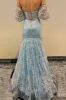 Peach Sweetheart Sheer Lace Corset Mermaid Prom Dress sold by KissProm