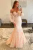 Peach Sweetheart Sheer Lace Corset Mermaid Prom Dress sold by KissProm