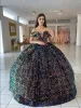 Sequined Ball-Gown Off Shoulder Beaded Velvet Quinceanera Dresses sold by KissProm