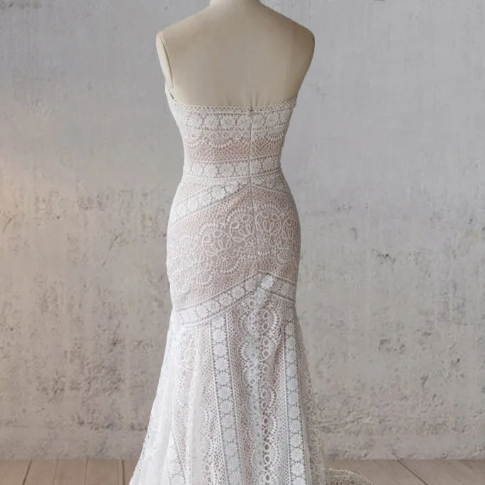 Karolina | Vintage White Mermaid Lace Wedding Dress with Tassel sold by KissProm product image thumbnail 4