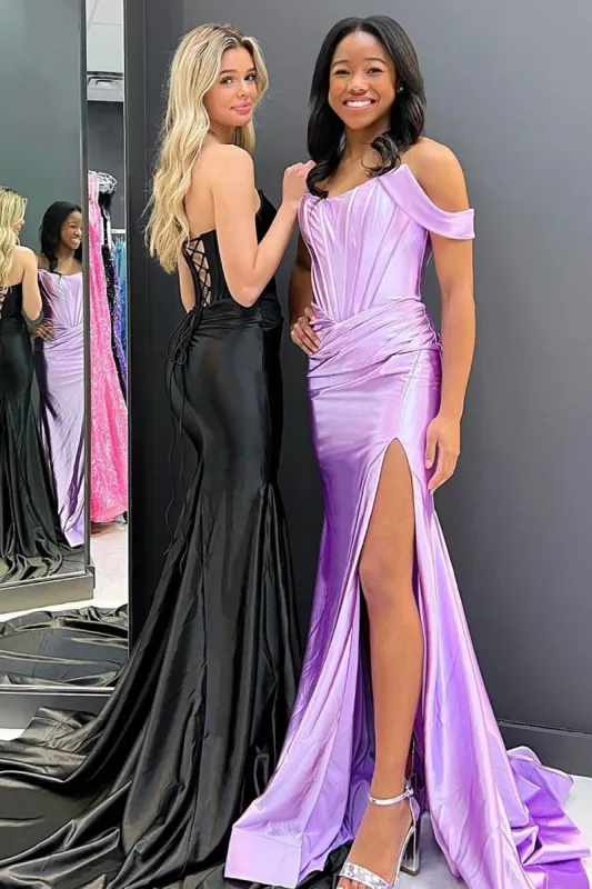 Georgia |Mermaid Off the Shoulder Corset Prom Dress with Slit made by KissProm