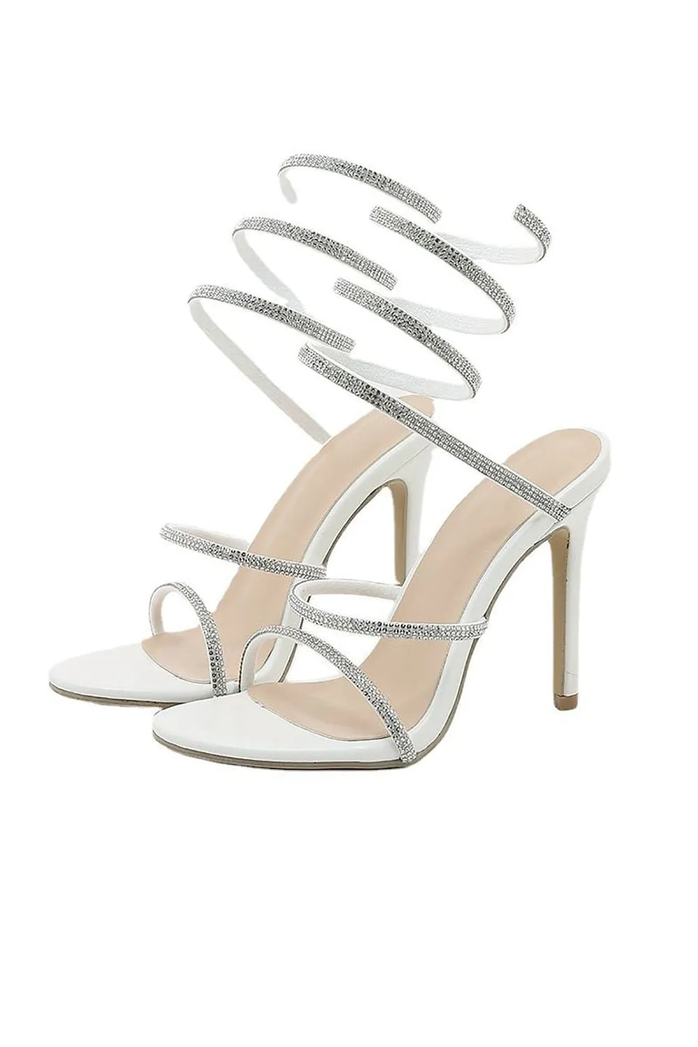 Rhinestone Toe Stiletto White High Heels sold by KissProm