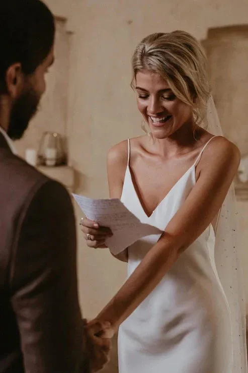 Spaghetti Straps V-neck Simple Beach Wedding Dress sold by KissProm product image thumbnail 4