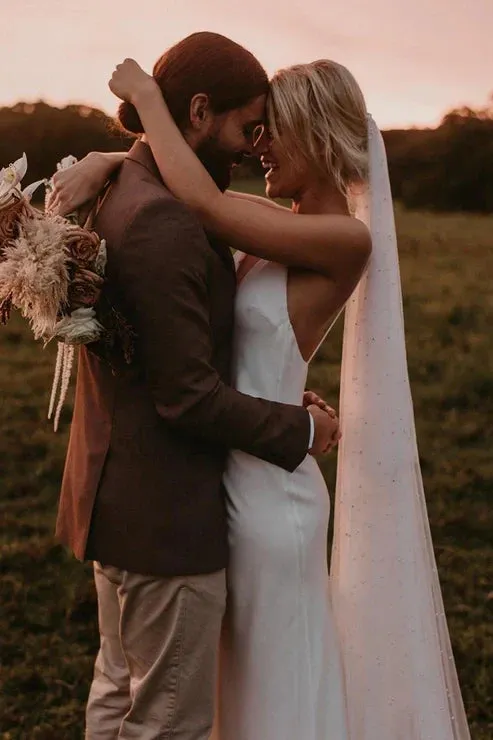 Spaghetti Straps V-neck Simple Beach Wedding Dress sold by KissProm product image thumbnail 2