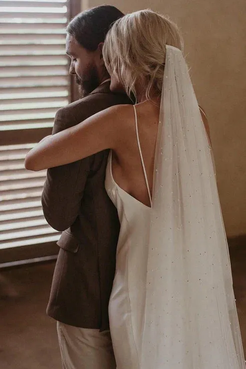 Spaghetti Straps V-neck Simple Beach Wedding Dress sold by KissProm product image thumbnail 3