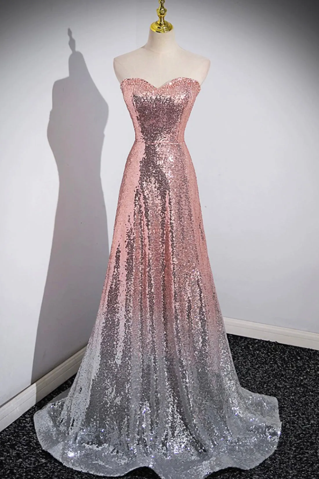 Cleo | Mermaid Sequins Long Prom Dress, Sparkling Sweetheart Neckline Ombre Evening Dress sold by KissProm