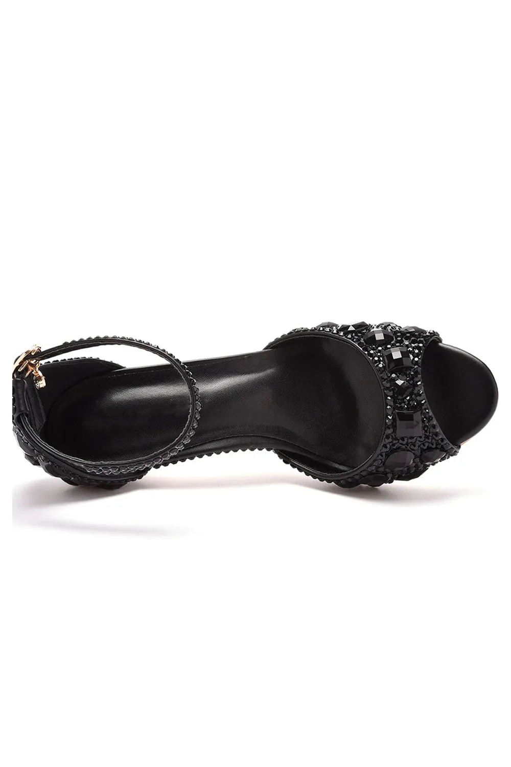 Crystal Rhinestone Peep Toe High Heels Ankle Strap Sandals sold by KissProm product image thumbnail 4