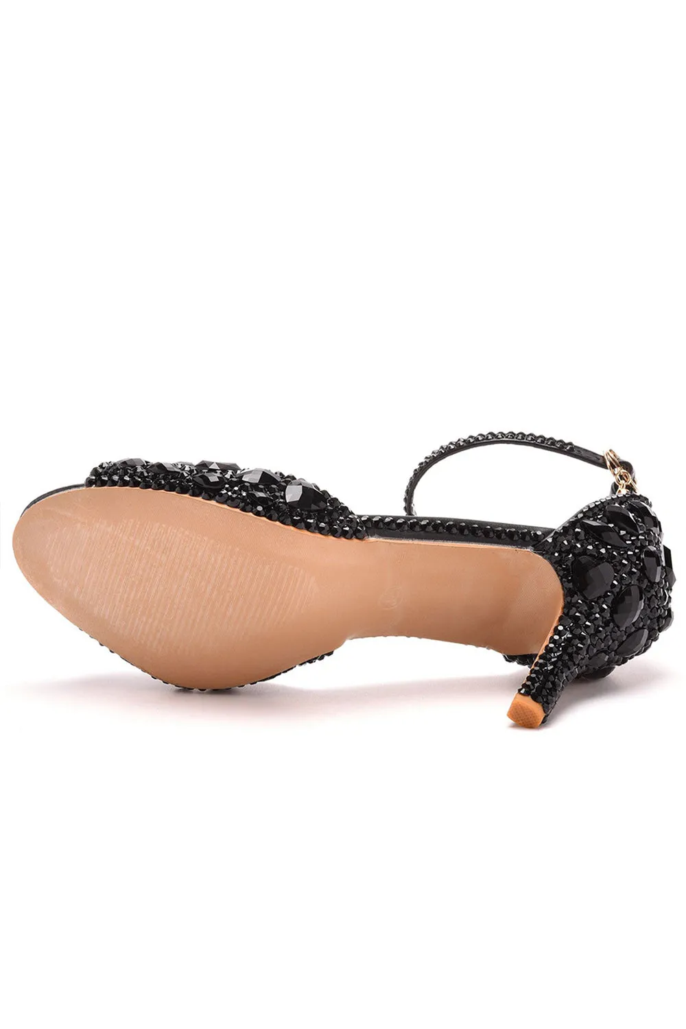 Crystal Rhinestone Peep Toe High Heels Ankle Strap Sandals sold by KissProm product image thumbnail 5