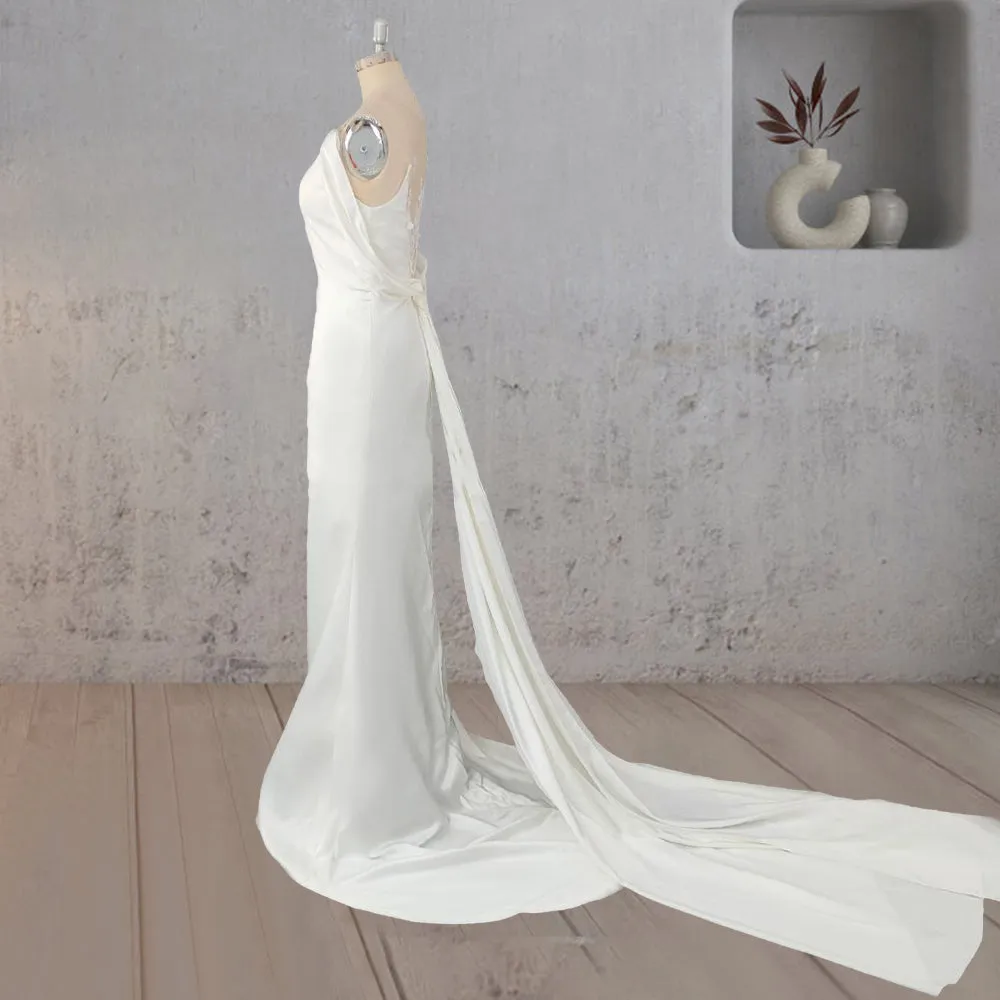 Mermaid Off Shoulder Appliqued Wedding Dress with Backless sold by KissProm product image thumbnail 3