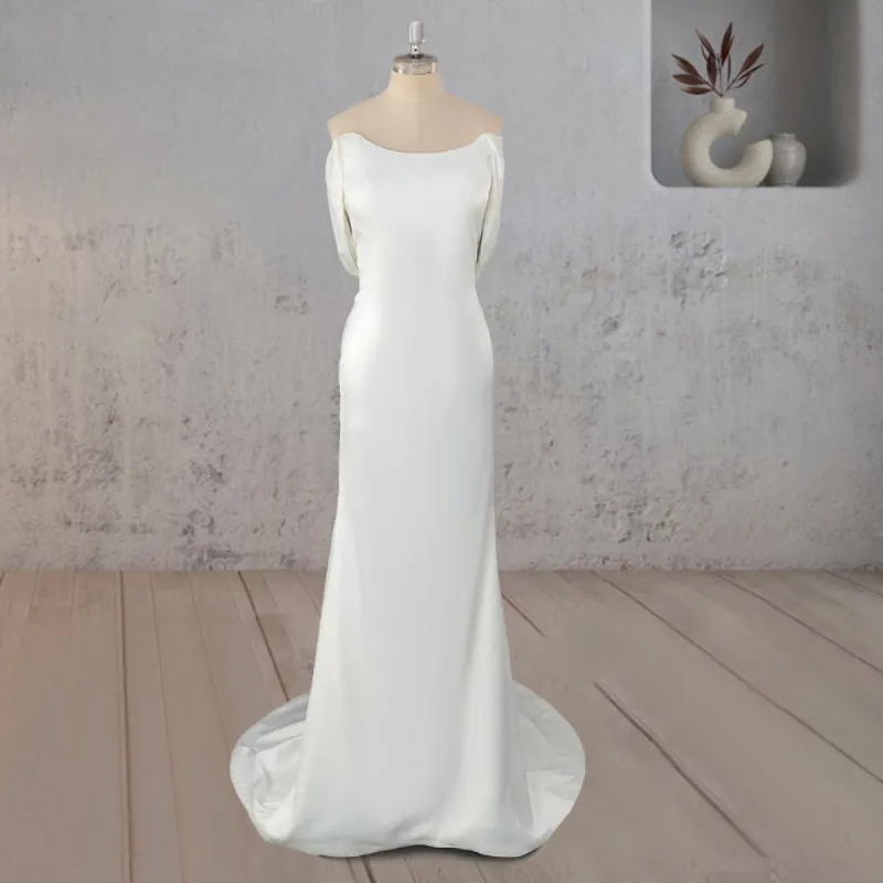 Mermaid Off Shoulder Appliqued Wedding Dress with Backless sold by KissProm