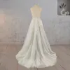 Spaghetti Straps Appliqued Lace Wedding Dress with Feathers sold by KissProm