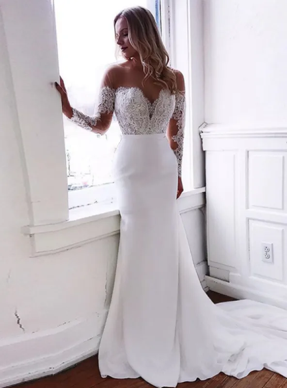 Mermaid Lace Long Sleeves Wedding Dresses With Appliques sold by KissProm