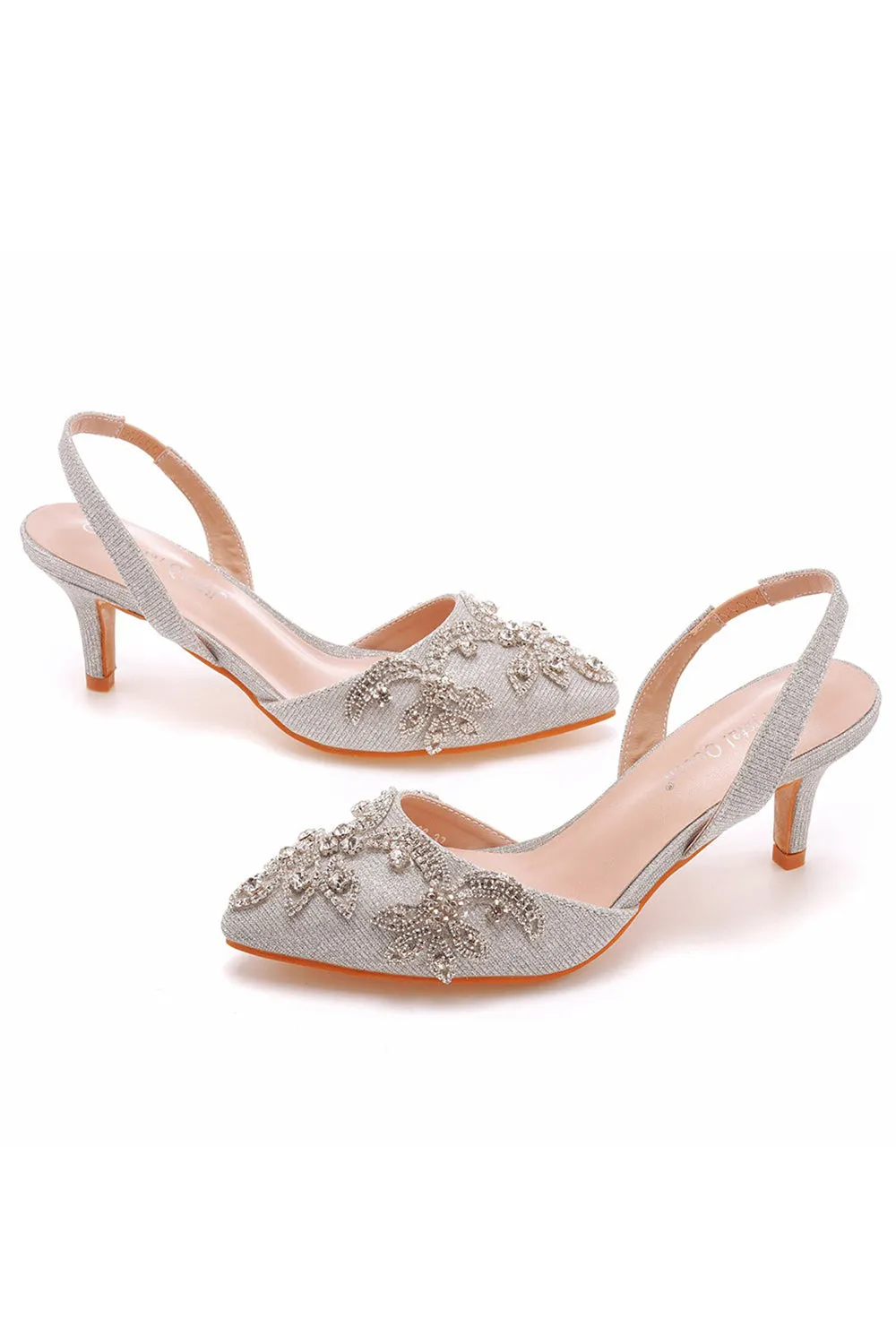 Pointed Toe rhinestone Glitter Slingback Pumps sold by KissProm product image thumbnail 4