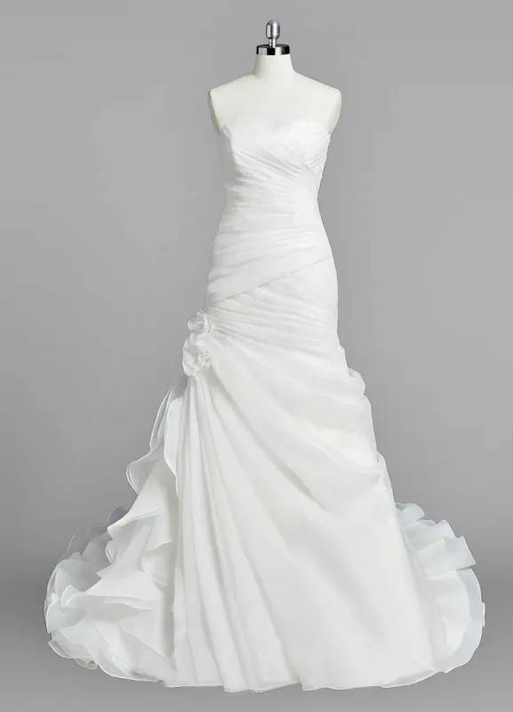 Sweetheart Mermaid Organza Wedding Dress With Ruching and Ruffles sold by KissProm