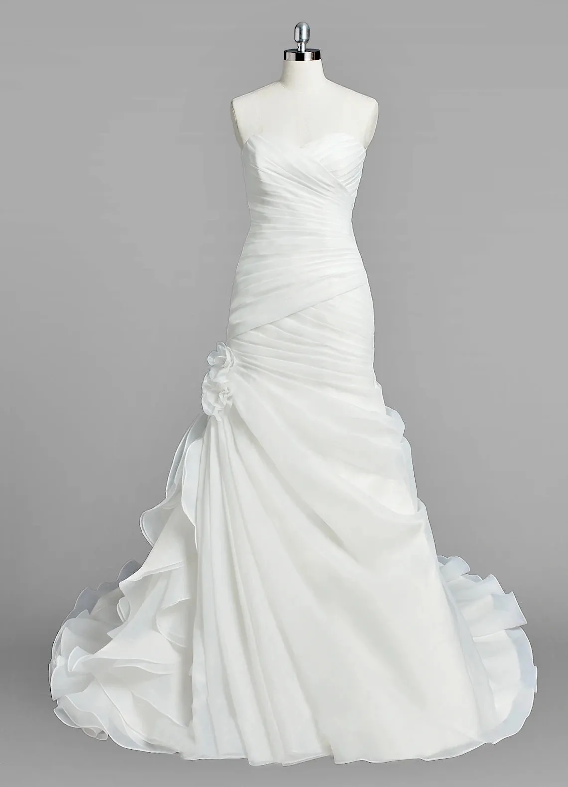 Sweetheart Mermaid Organza Wedding Dress With Ruching and Ruffles sold by KissProm