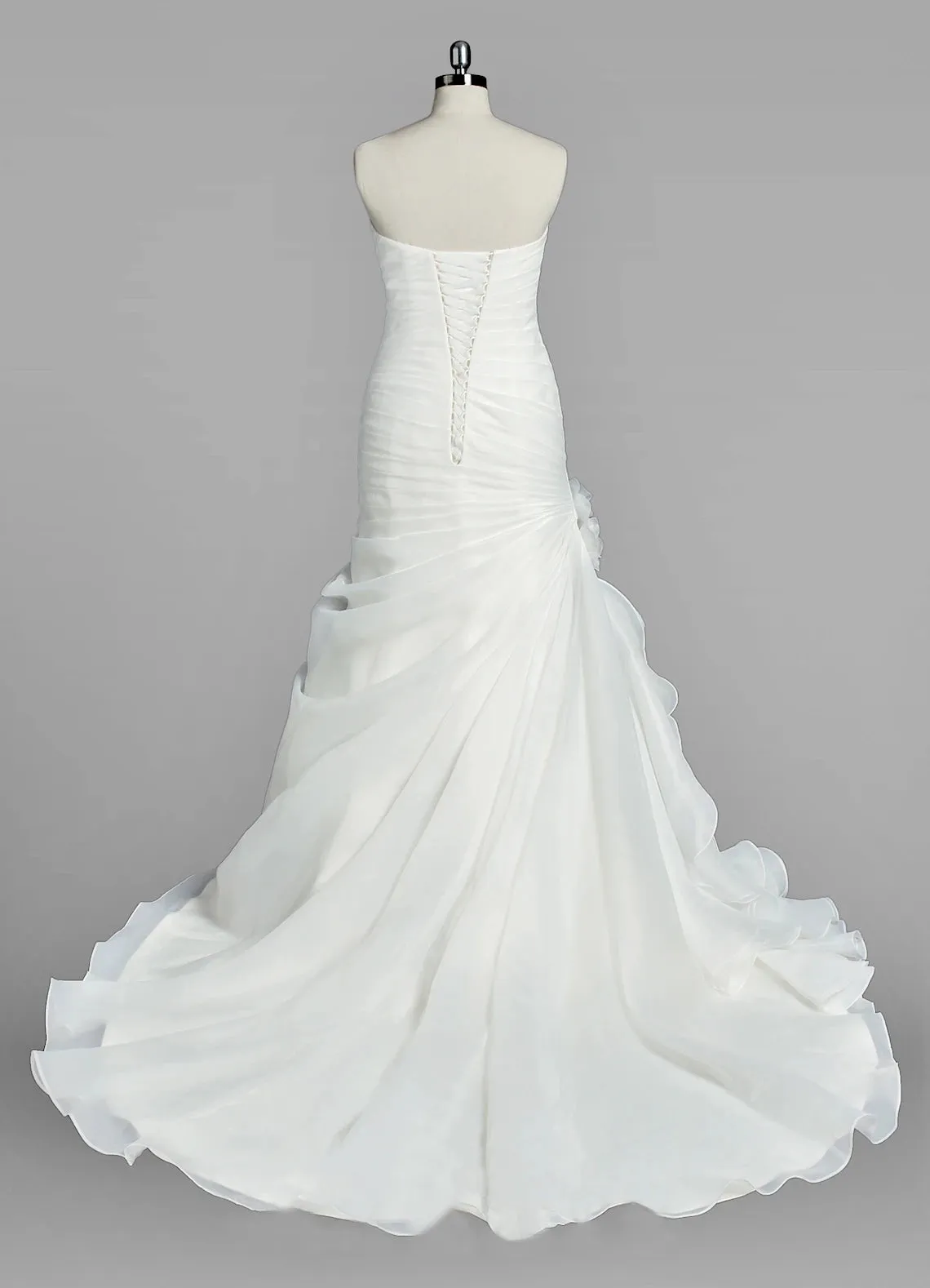 Sweetheart Mermaid Organza Wedding Dress With Ruching and Ruffles sold by KissProm product image thumbnail 3